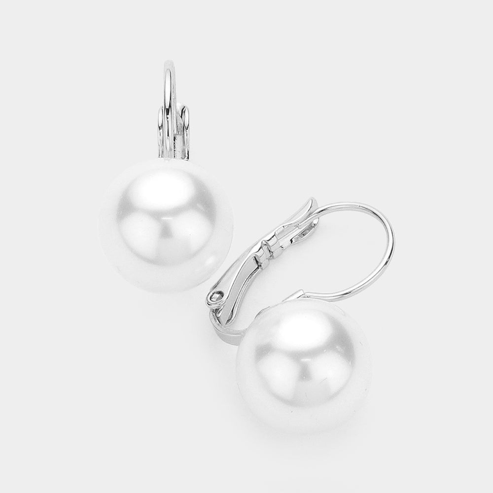 White Pearl Lever Back Earrings | Interview or Bridal