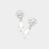Small White Pearl and Rhinestone Dangle Wedding Earrings | Bridal Earrings