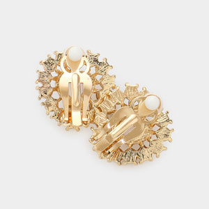 Back picture of Cream Pearl clip on earrings on a white background