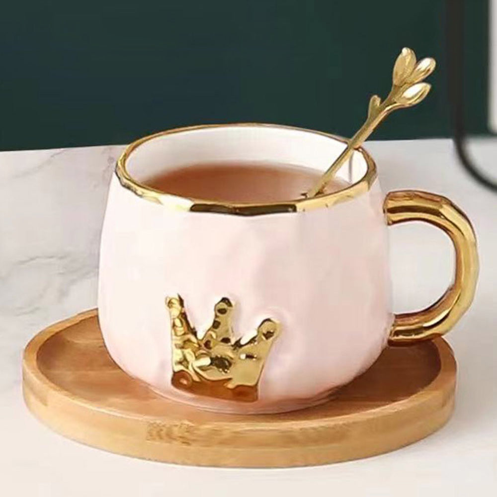 Pink Crown Mug and Saucer Set