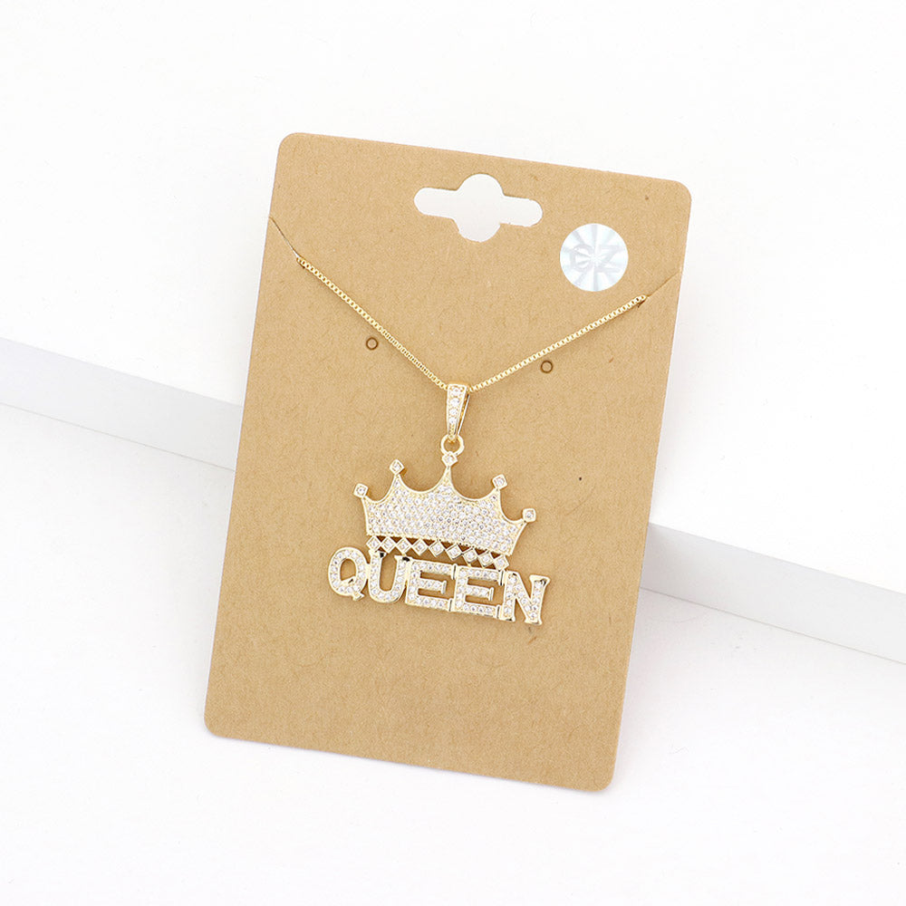 Queen Crown Pendant Necklace | L&M Bling - lmbling