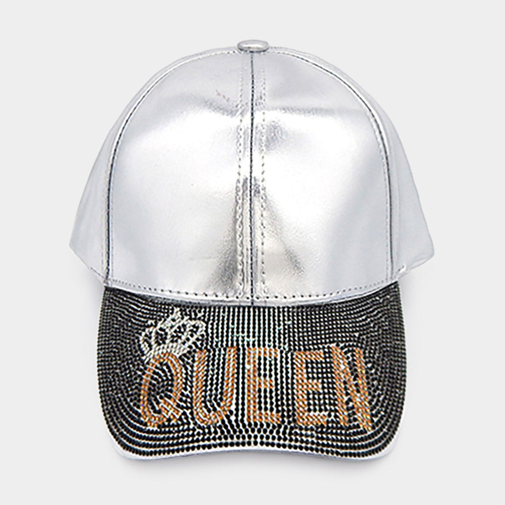 Bling Queen Message Baseball Cap Silver