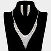 AB Crystal Rhinestone Fringe Pageant Necklace Set  | Evening Necklace Set