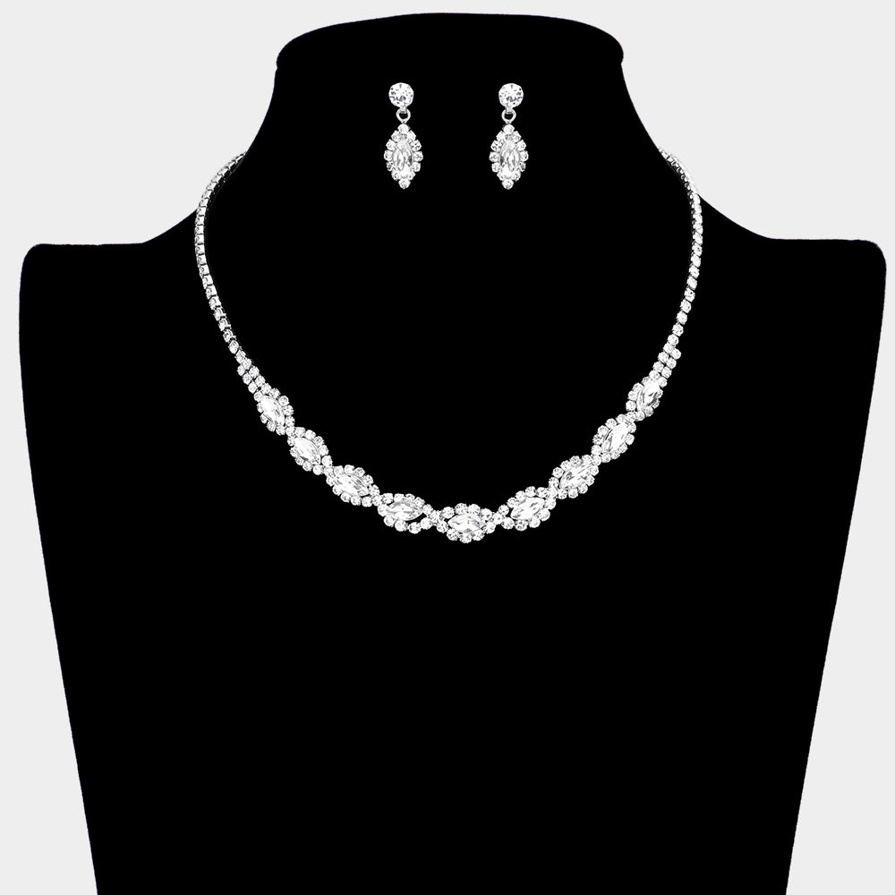 Clear Stone and Rhinestone Accented Small Necklace Set  | Necklace Sets for Little Girls