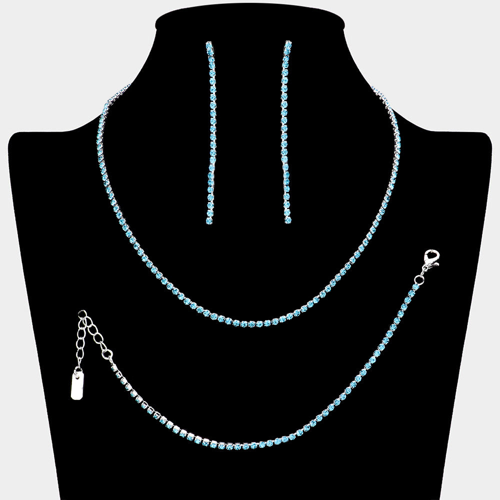 Aqua Rhinestone Jewelry Set | Homecoming Jewelry