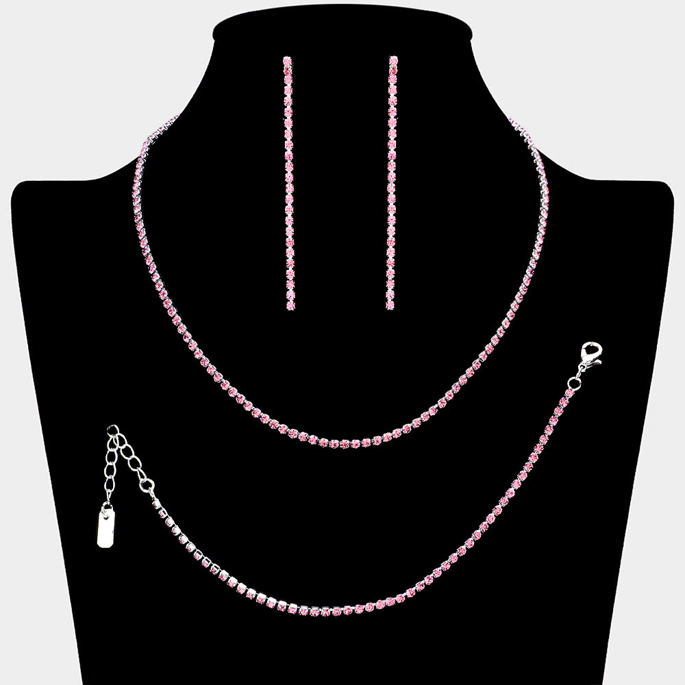 Light Rose Rhinestone Jewelry Set | Homecoming Jewelry