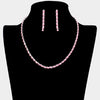 Light Rose Rhinestone Prom Necklace Set | Homecoming Jewelry