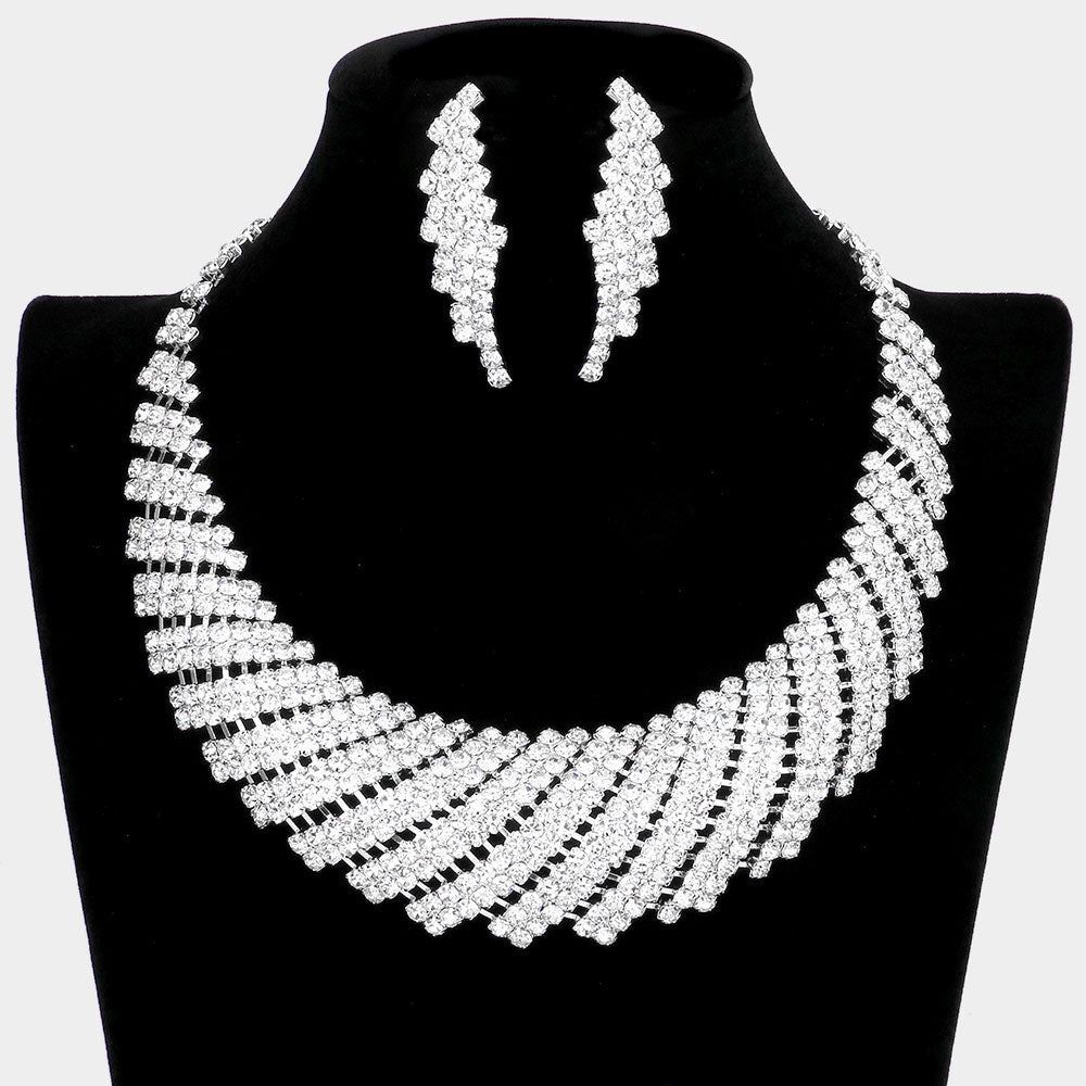 Clear Crystal Rhinestone Necklace Set