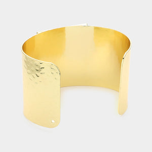 Rhinestone Crown Gold Metal Cuff Bracelet  Back
