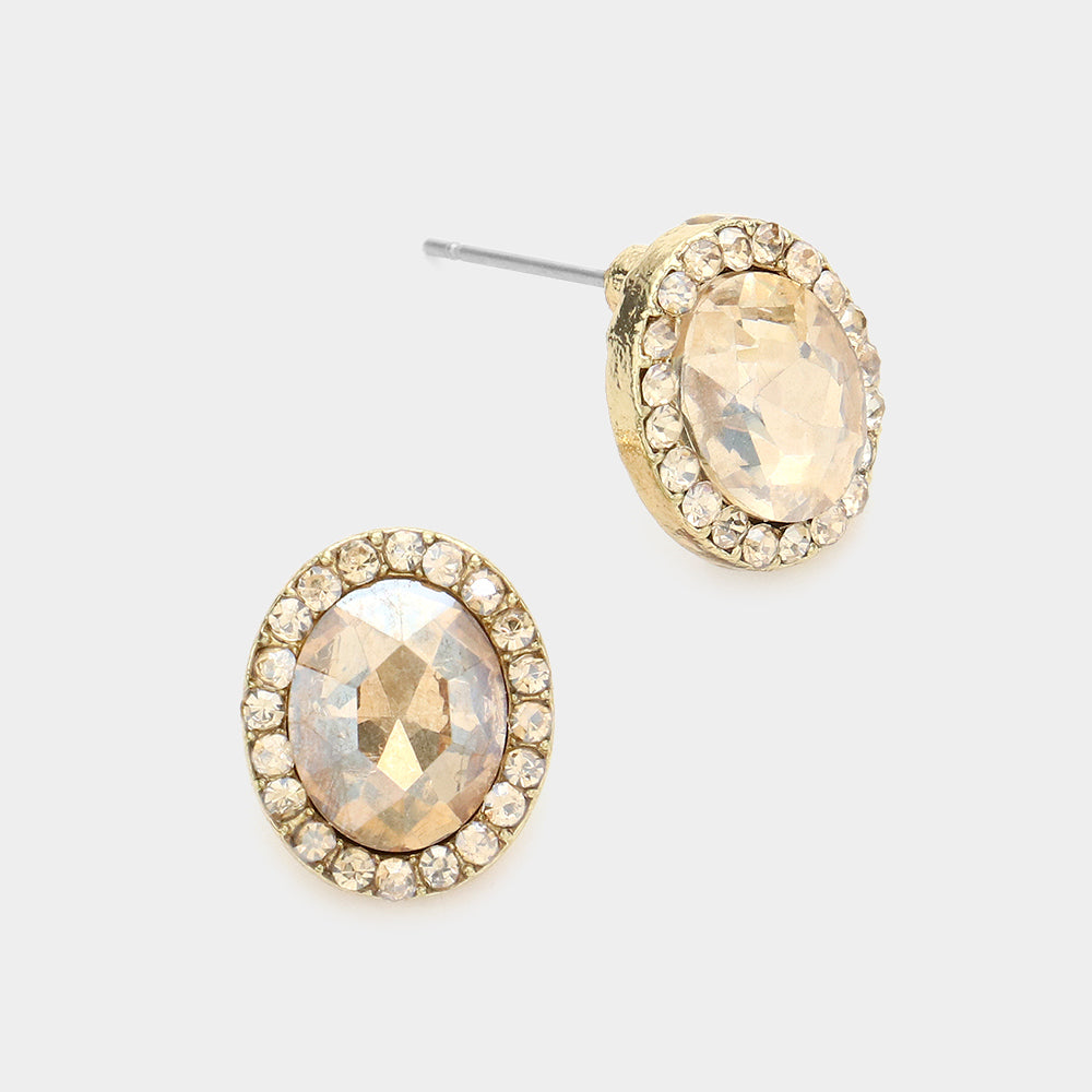 Oval Light Topaz Stone Small Stud Earrings | Interview Earrings