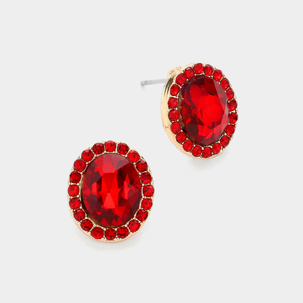 Oval Red Stone Small Stud Earrings | Interview Earrings
