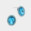 Oval Aqua Stone Small Stud Earrings  | Interview Earrings