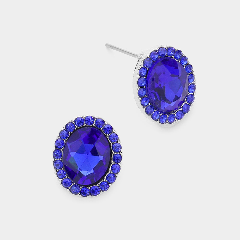 Oval Sapphire Stone Small Stud Earrings  | Interview Earrings