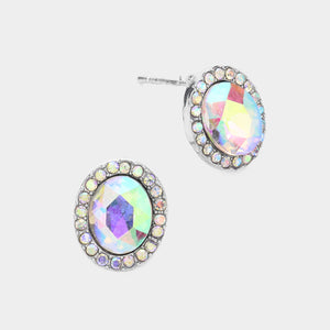 Oval AB Stone Small Stud Earrings  | Interview Earrings