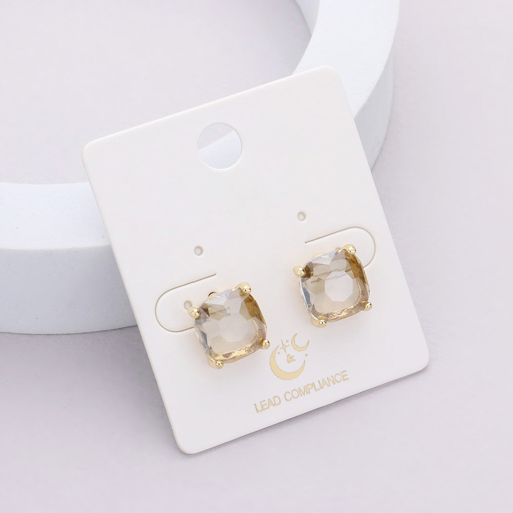 Small Black Diamond Cushion Square Stud Pageant Earrings | Interview Earrings