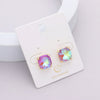 Small Pink AB Cushion Square Stud Pageant Earrings  | Interview Earrings