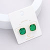 Small Emerald Cushion Square Stud Pageant Earrings | Interview Earrings