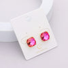 Small Pink AB Cushion Square Stud Pageant Earrings  | Interview Earrings