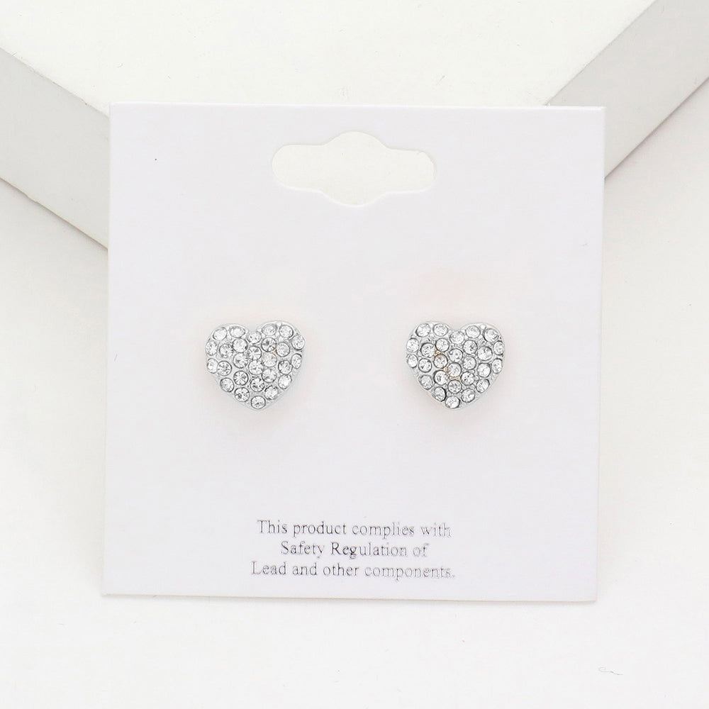 Small Clear Crystal Heart Stud Pageant Earrings | Little Girl Earrings