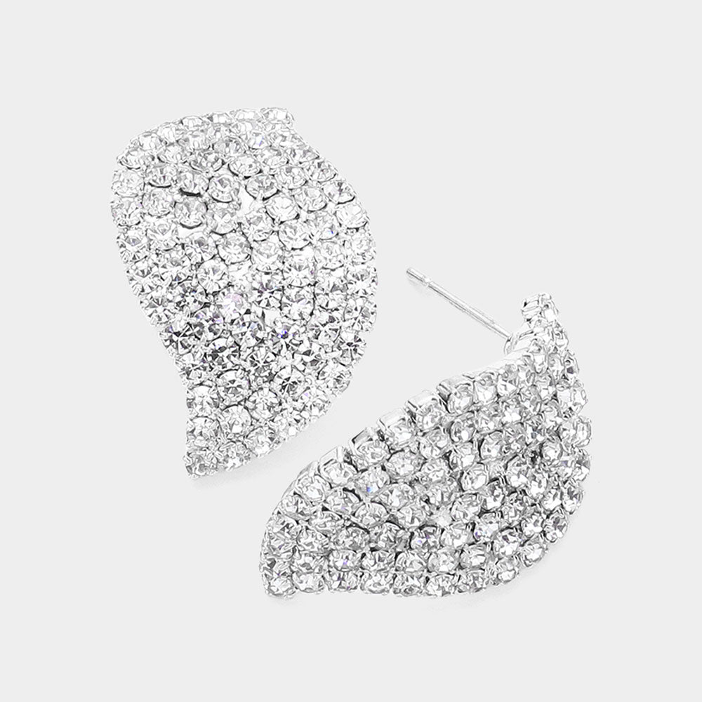 Swirl Crystal Rhinestone Pageant Earrings | Evening Earrings