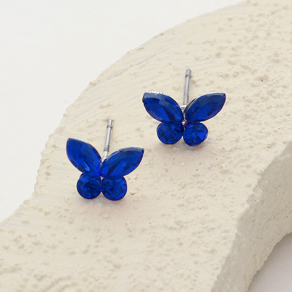 Small Sapphire Stone Butterfly Stud Earrings for Little Girls | Small Earrings for Young Girls