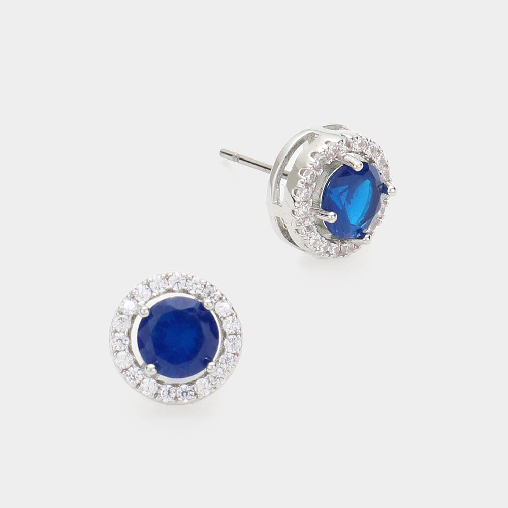 Small 14K Dipped Sapphire CZ Stud Earrings | Earrings for Little Girls