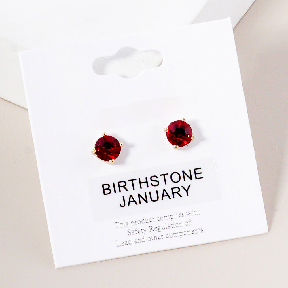 Small Red Stud Earrings |  January Birthstone Earrings | Little Girl Earrings
