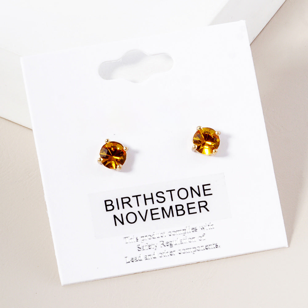 Small Topaz Stud Earrings on Gold | November Birthstone Earrings | Little Girl Earrings