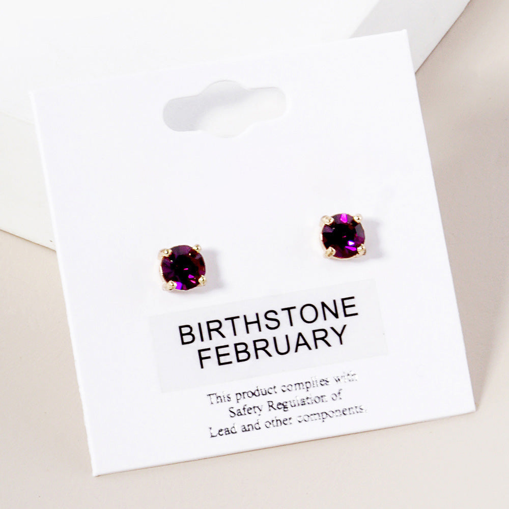 Small Purple Stud Earrings | February Birthstone Earrings | Little Girl Earrings