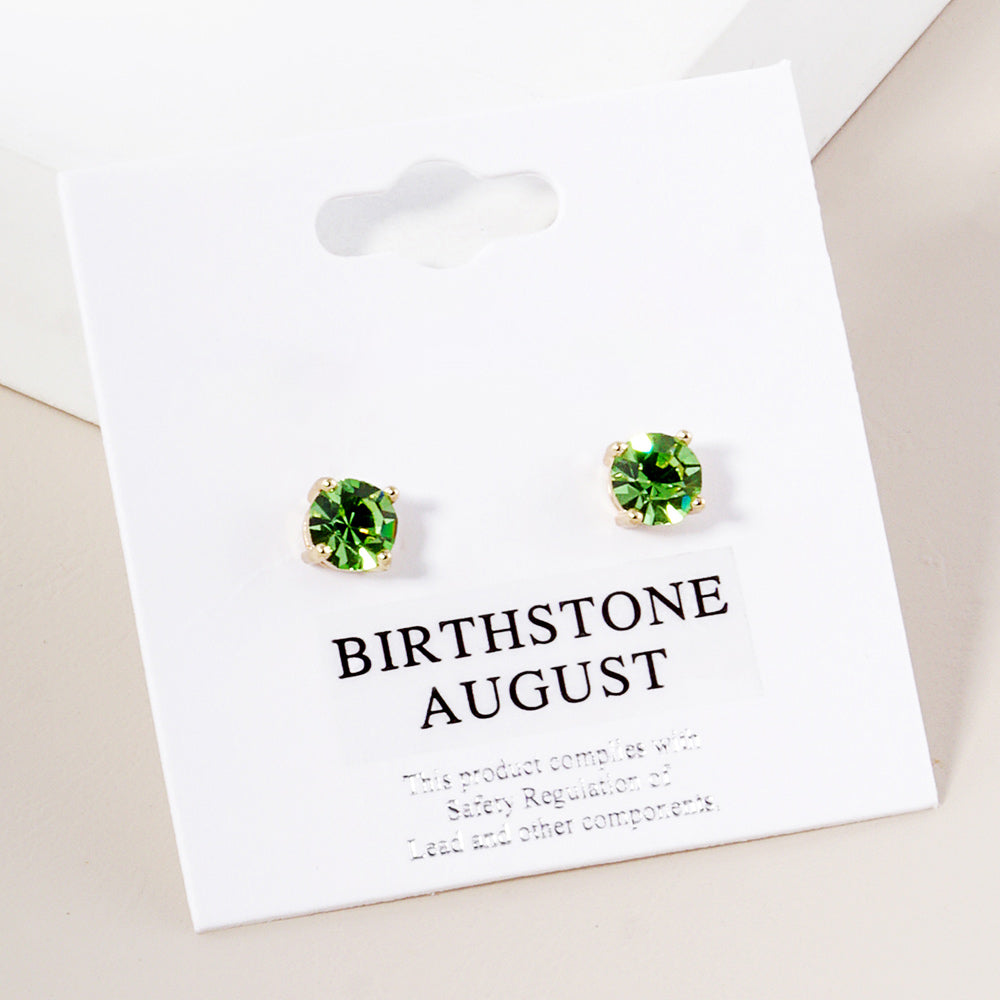 Small Peridot Stud Earrings on Gold | August Birthstone Earrings | Little Girl Earrings