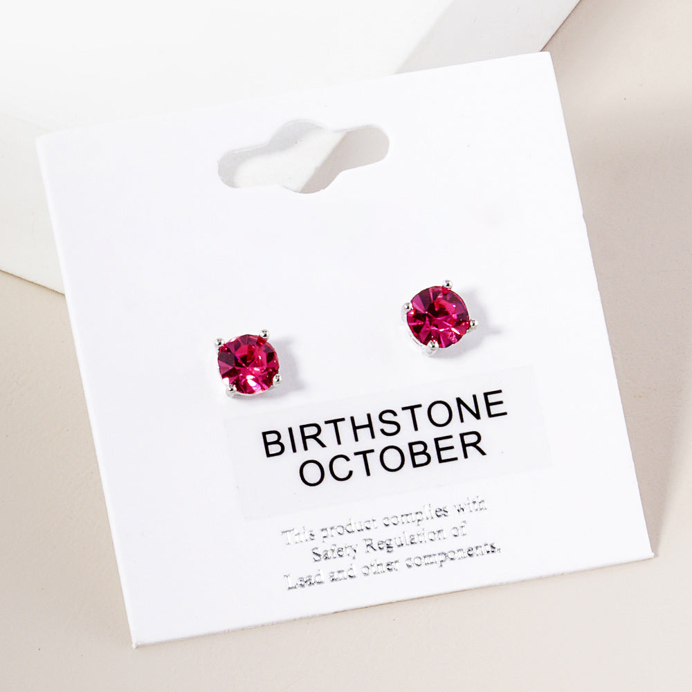 Small Dark Rose Stud Earrings | October Birthstone Earrings | Little Girl Earrings