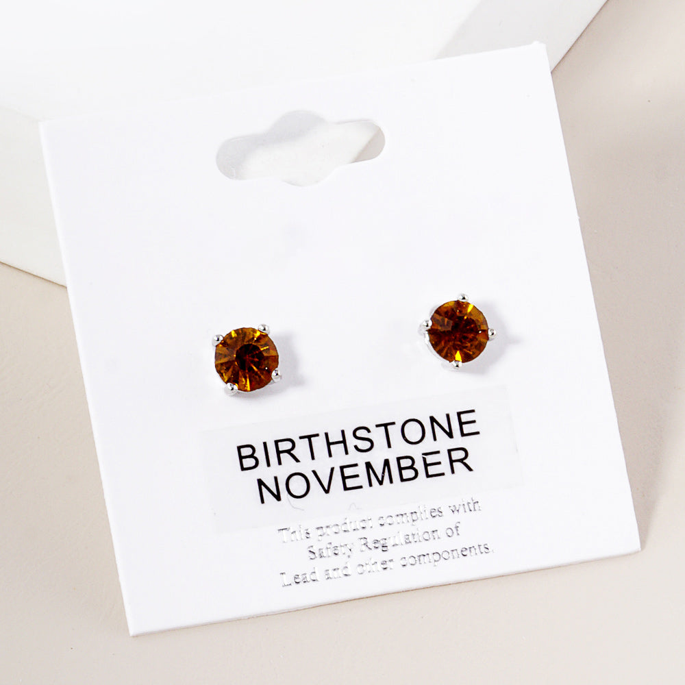 Small Topaz Stud Earrings | November Birthstone Earrings | Little Girl Earrings
