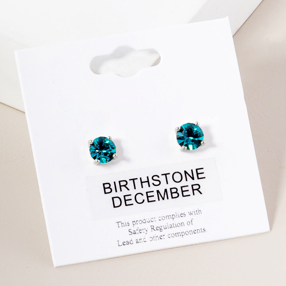 Small Teal Stud Earrings | December Birthstone Earrings | Little Girl Earrings