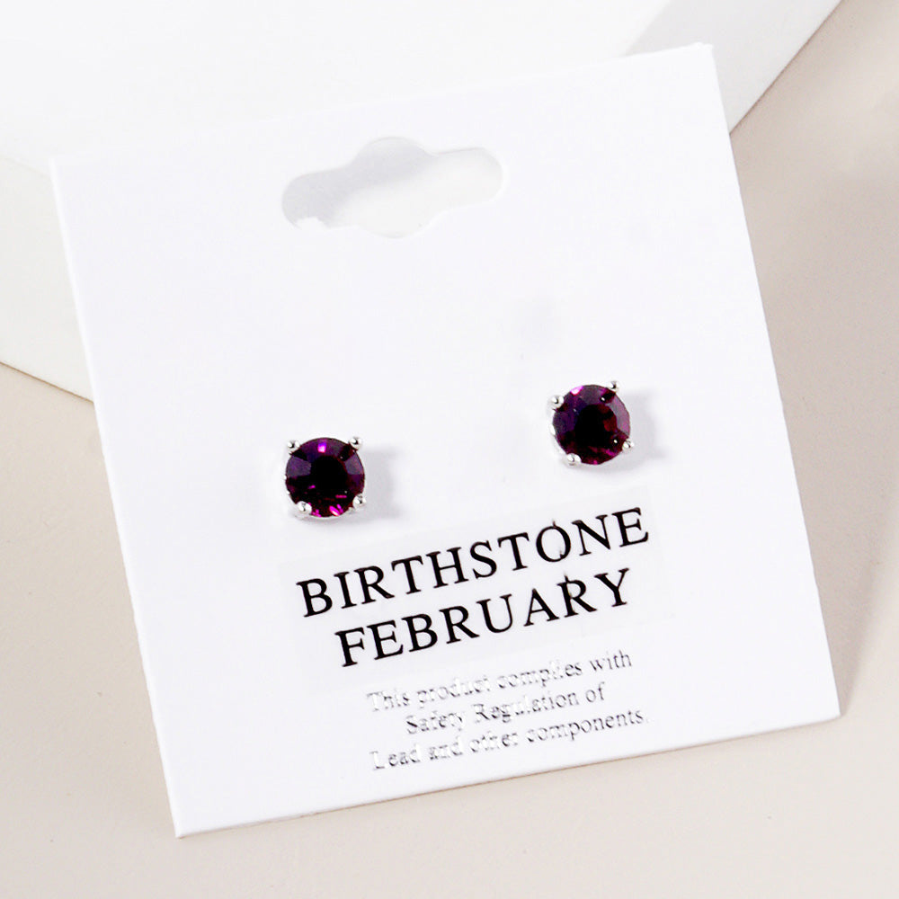 Small Purple Stud Earrings | February Birthstone Earrings | Little Girl Earrings