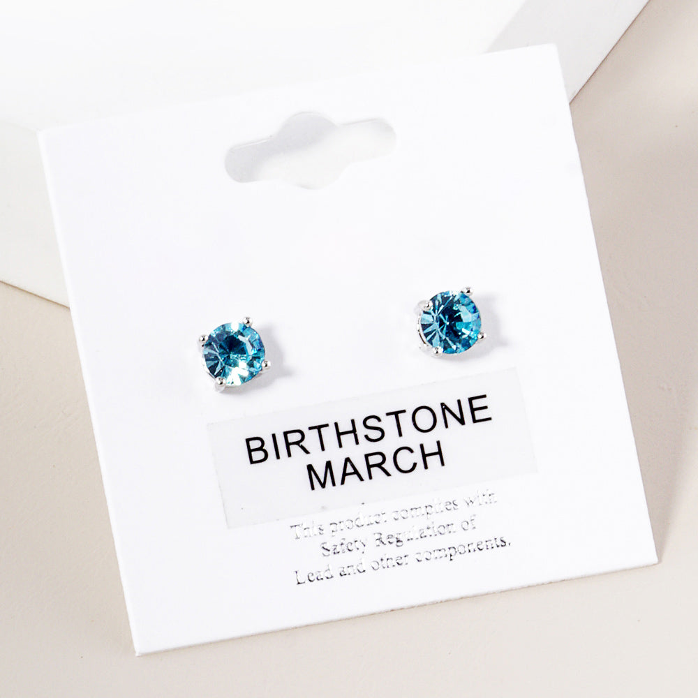 Small Aqua Stud Earrings | March Birthstone Earrings | Little Girl Earrings