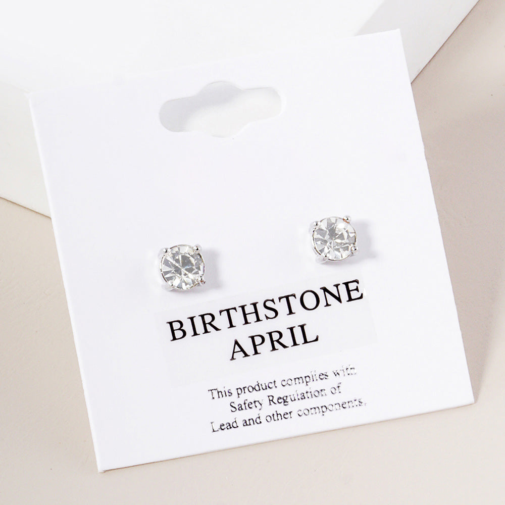 Small Clear Stud Earrings on Silver | April Birthstone Earrings | Little Girl Earrings