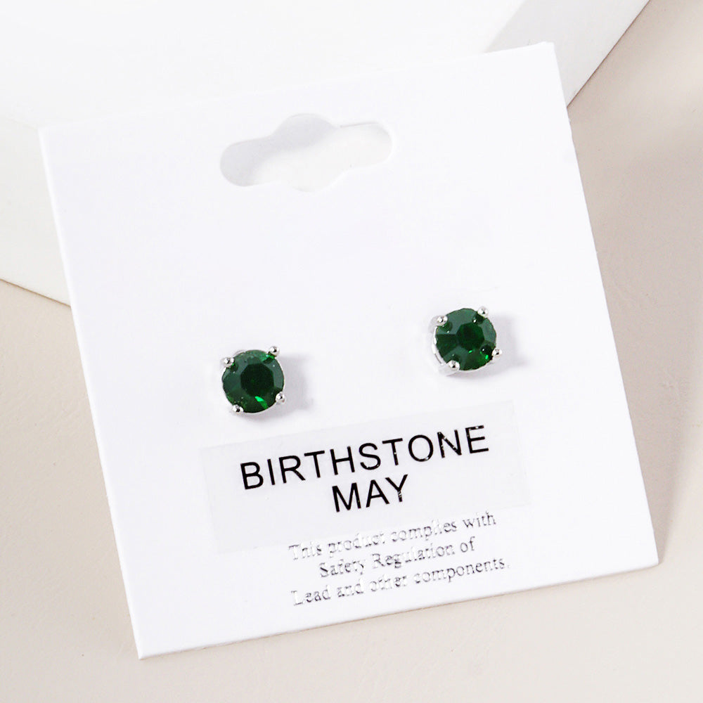 Small Emerald Stud Earrings | May Birthstone Earrings | Little Girl Earrings