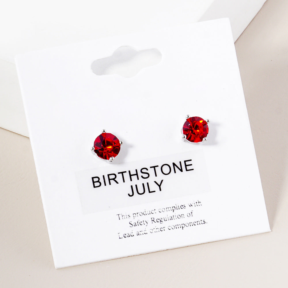 Small Red Stud Earrings | July Birthstone Earrings | Little Girl Earrings