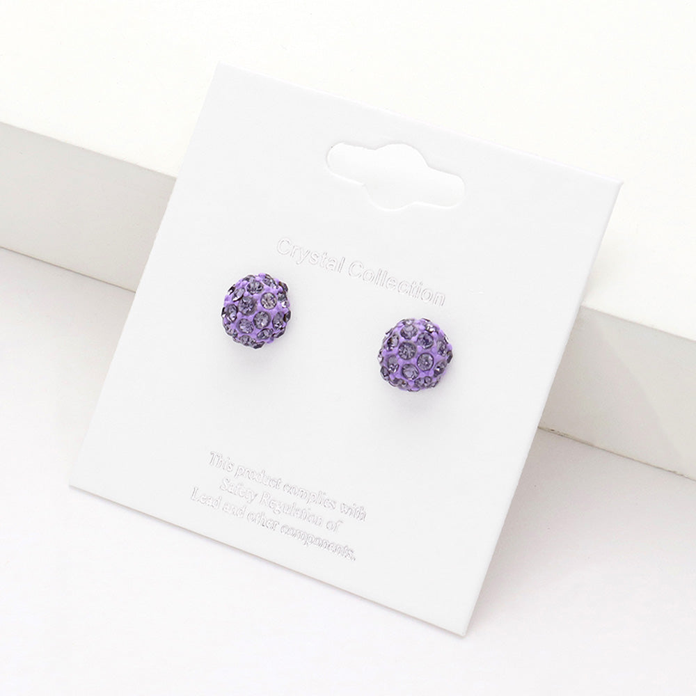 Little Girls Tanzanite Crystal Ball Stud Earrings