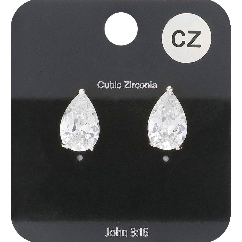 Small Clear Teardrop Stud Earrings