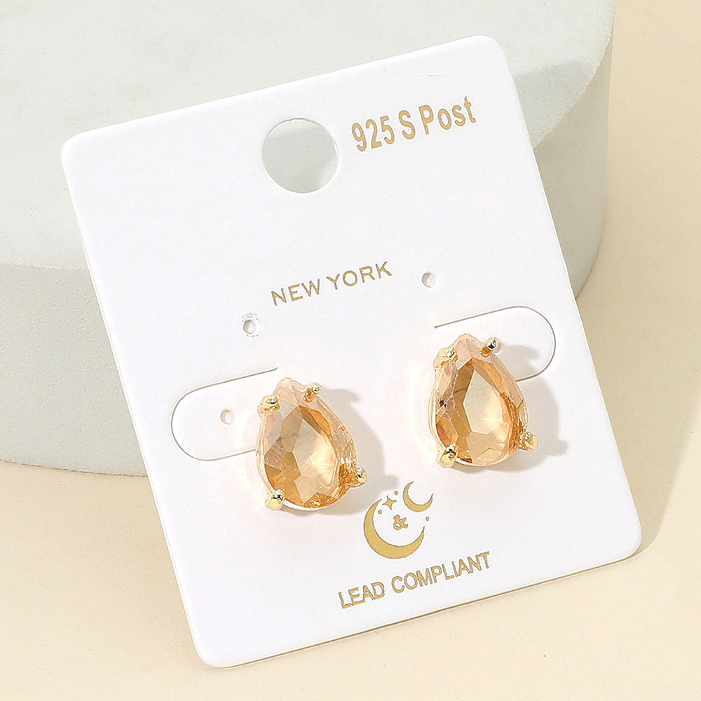 Topaz AB Teardrop Stud Earrings  | Topaz AB Stud Earrings | Interview Earrings