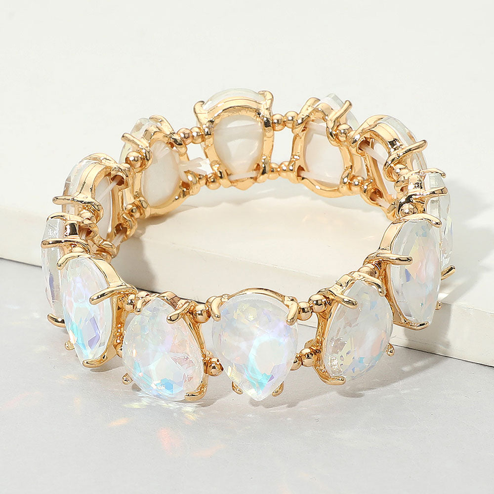 White Opal Teardrop Fun Fashion Stretch Bracelet  | Outfit of Choice Jewelry