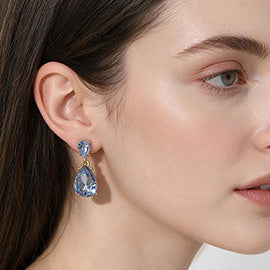 AB Little Girls Double Teardrop Dangle Earrings on Gold | 719224