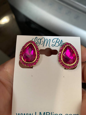 Small Fuchsia Clip-On Stud Earrings