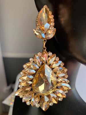 Topaz Crystal Drop Statement Earrings | Prom Earrings | 491861