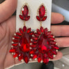 Red Crystal Drop Statement Earrings | Prom Earrings