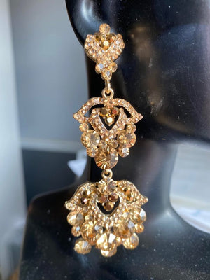Gold Crystal Dangle Earrings | Lauren | 201119