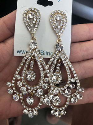 Crystal Chandelier Earrings on Gold | H202-13 | G-Clear