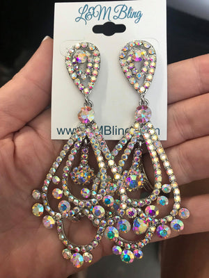 AB Chandelier Earrings on Silver - H202-13 S-AB