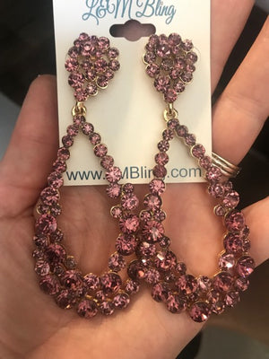 Big Purple Crystal Pageant Hoop Earrings | 3.75" | Purple Earrings